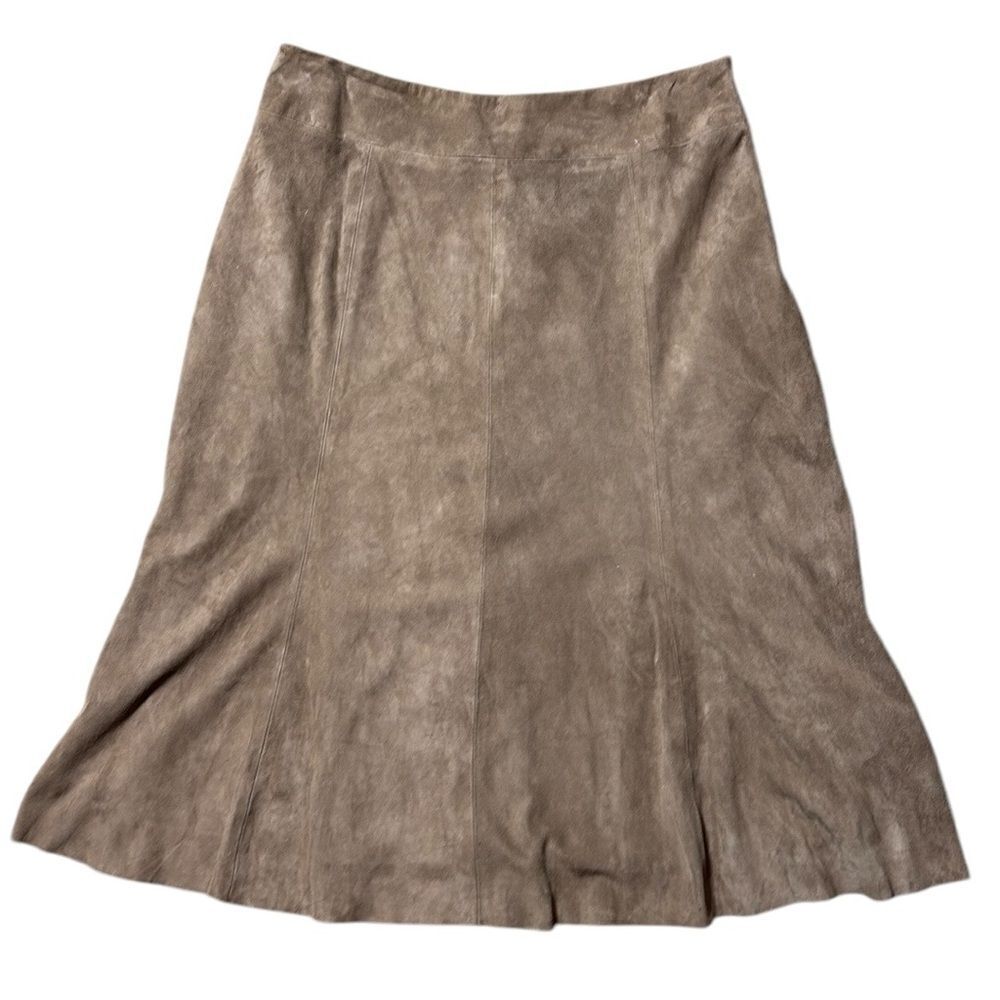 Eileen fisher women’s brown suede midi dress saddle 27” gored skirt med nwt